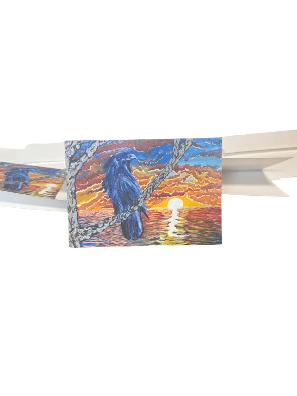 Mystic Raven Sunset Greeting Cards Set of 5 by Briefcase Artist